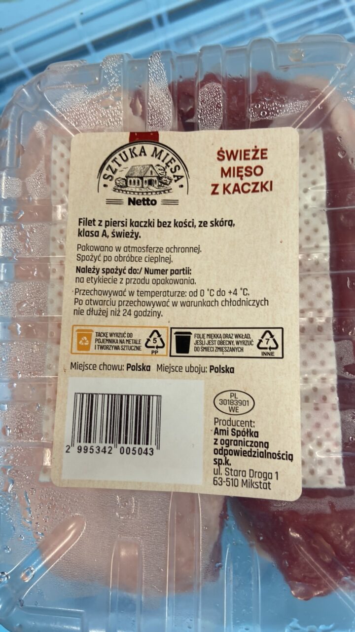 świeże mięso z kaczki