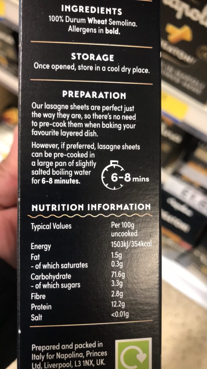 lasagne sheets